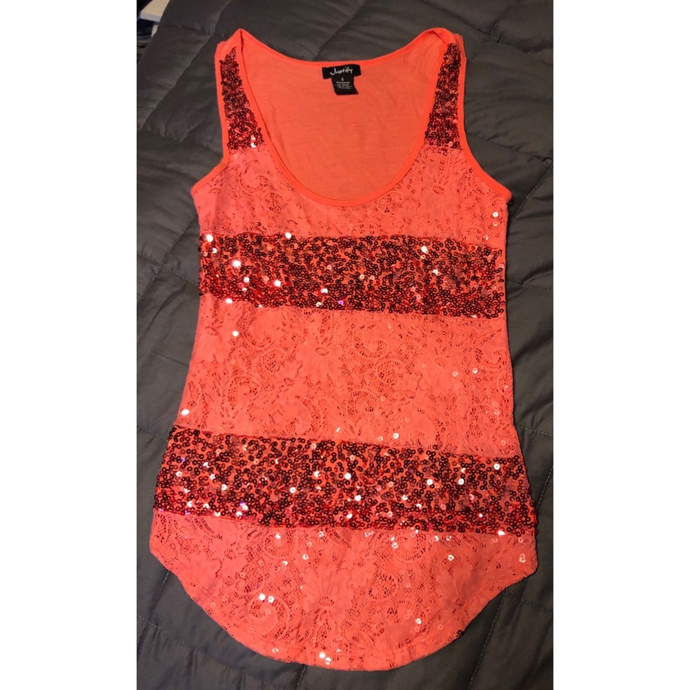 Orange sparkly tank top